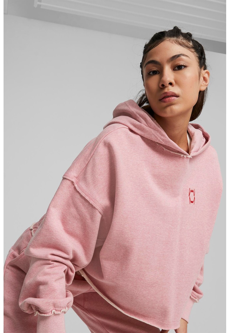 Късо худи Plant Dye Pivot с паднали ръкави - Пастелнорозов Puma