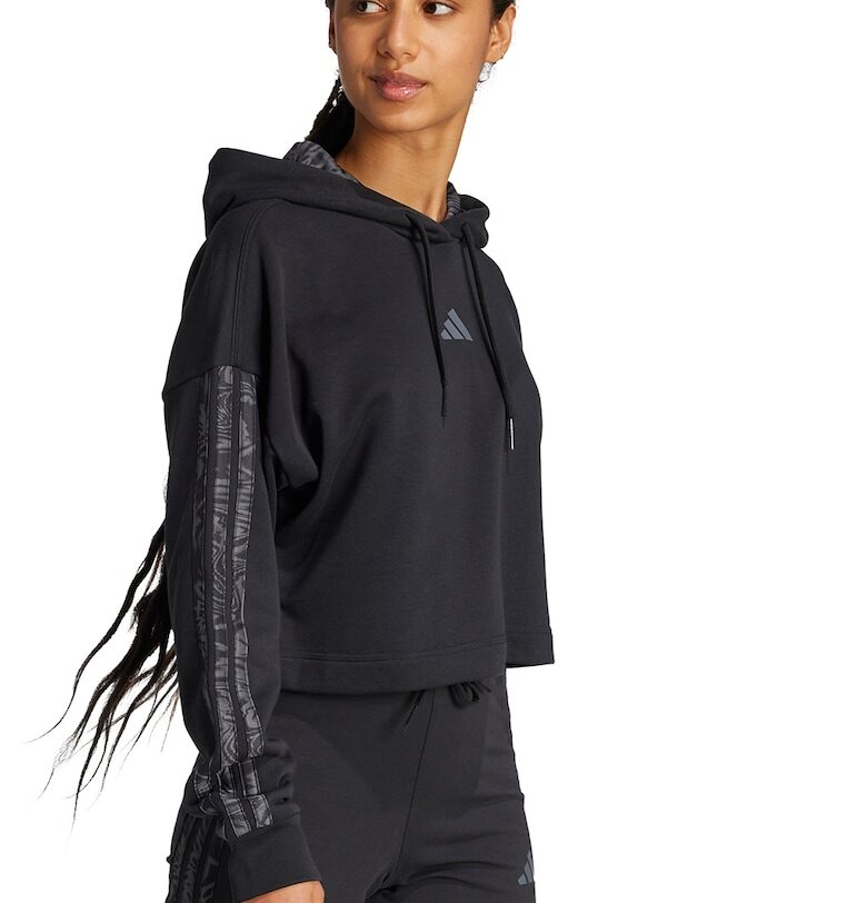 Късо худи с лого - Черен/Tъмносив adidas Sportswear