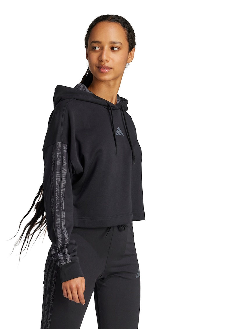 Късо худи с лого - Черен/Tъмносив adidas Sportswear