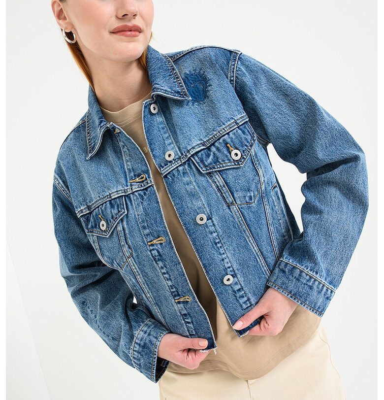 Късо яке Anouk от деним - Син меланж HUGO