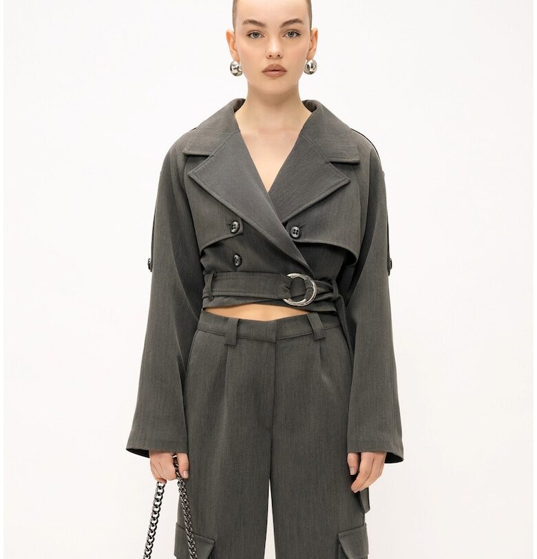 Късо яке Erevan с колан - Сив Marc Ellis