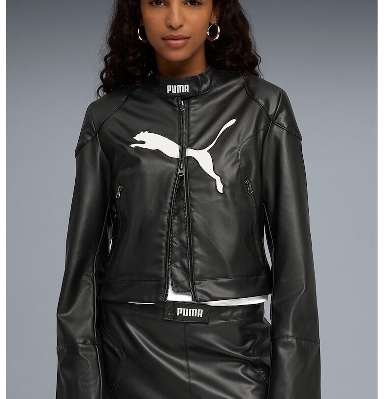 Късо яке Racer от еко кожа - Бял/Черен Puma