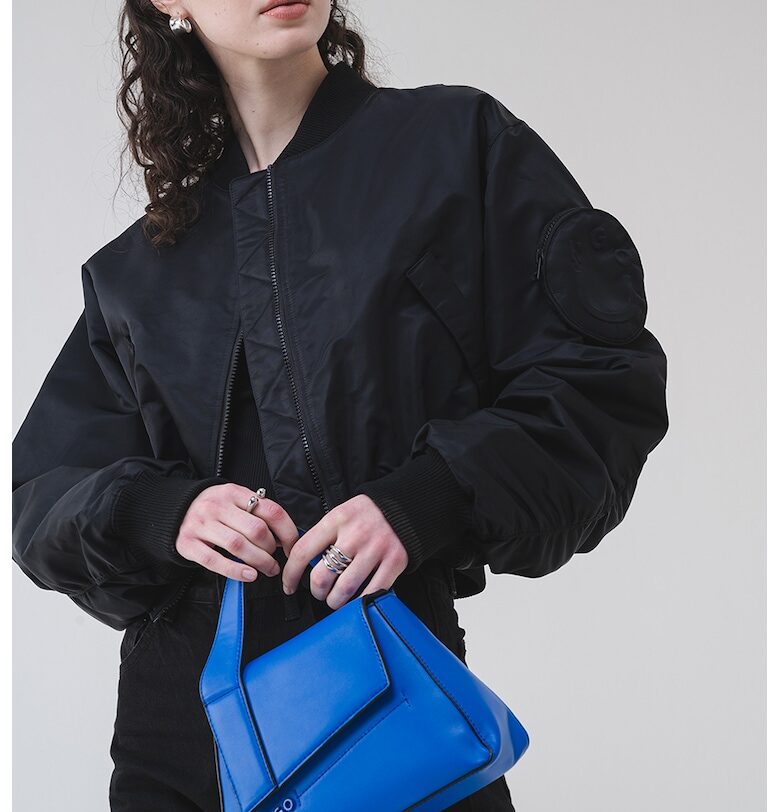 Късо яке бомбър със свободни ръкави - Избеляло черно HUGO