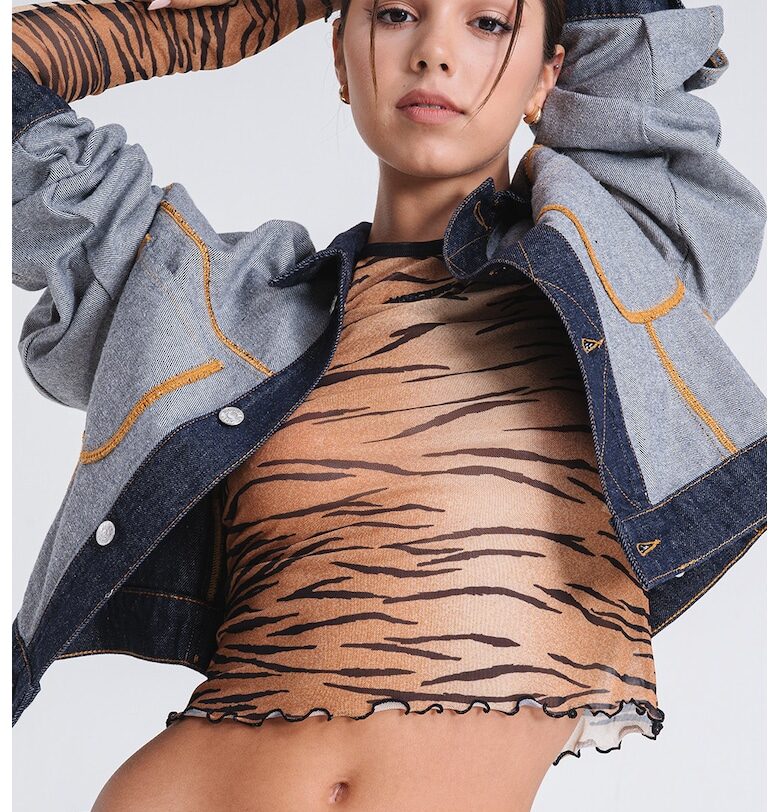 Късо яке от деним - Светлосин/Тъмносин Moschino Jeans