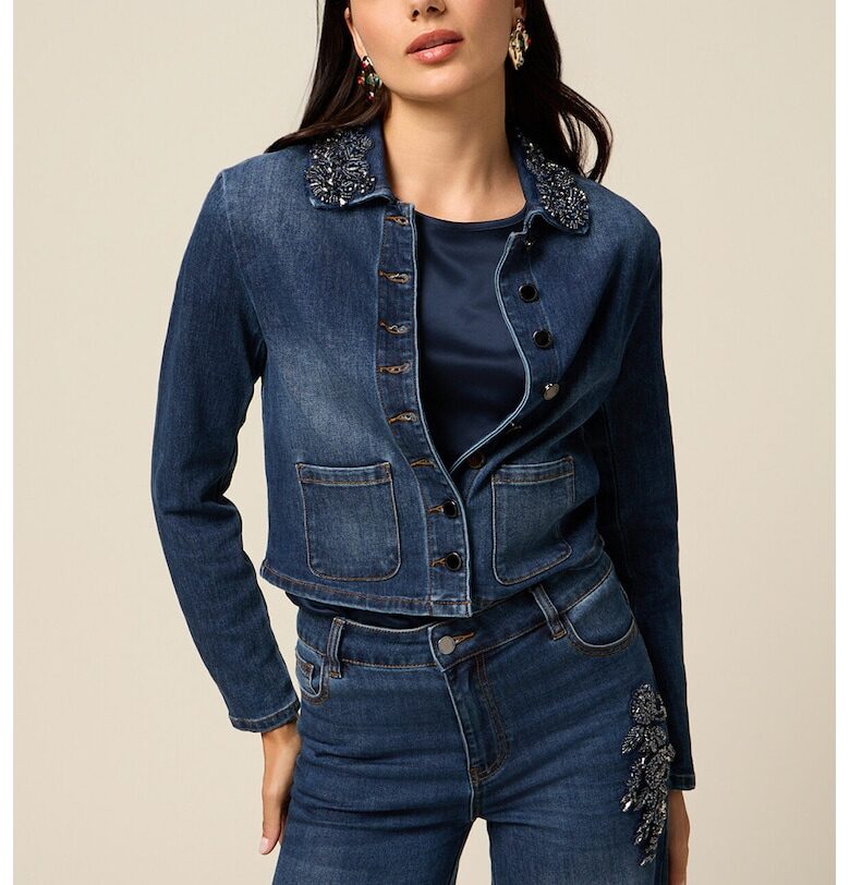 Късо яке от деним - Тъмносин Oltre