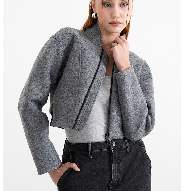 Късо яке с вълна - Сив Colmar