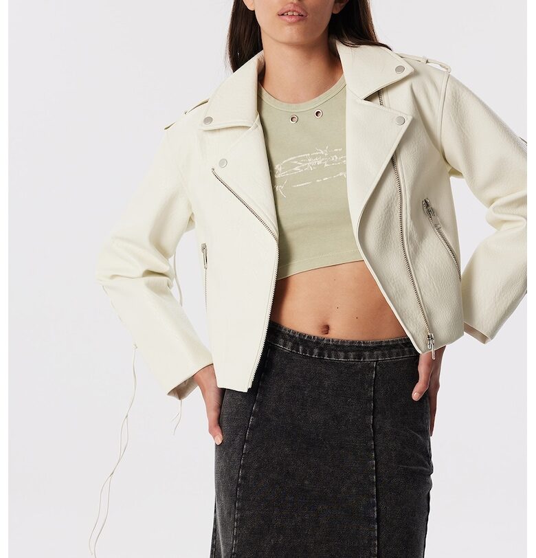 Късо яке с джобове с цип - Светло бежово TWIST