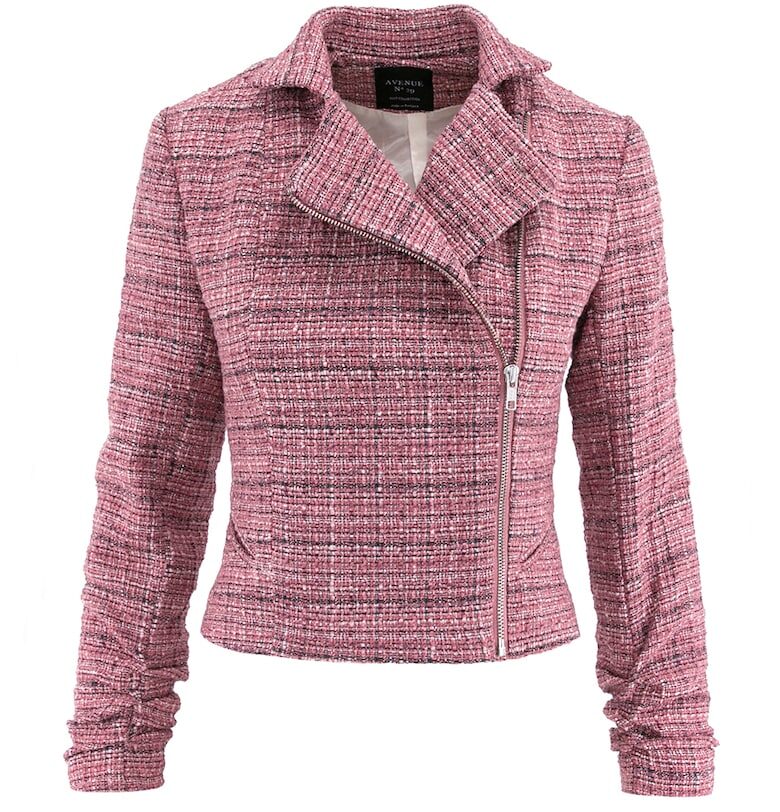 Късо яке с памук и цип - Прашно розово AVENUE No29