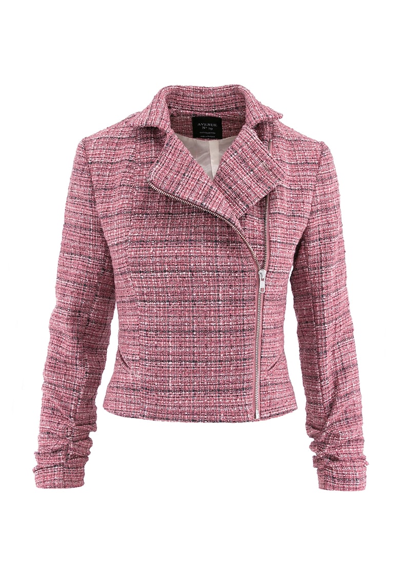 Късо яке с памук и цип - Прашно розово AVENUE No29