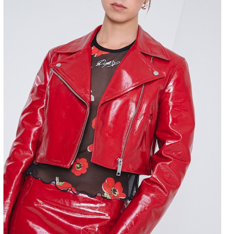 Късо яке с цип - Червен Moschino Jeans