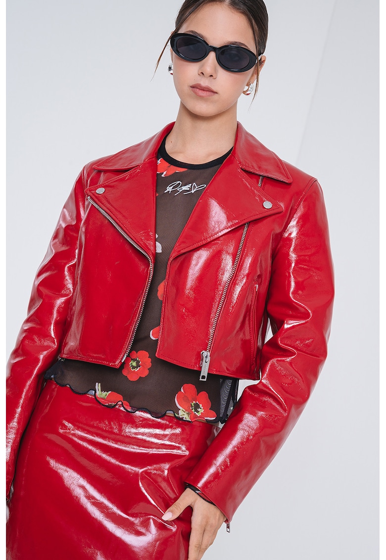 Късо яке с цип - Червен Moschino Jeans