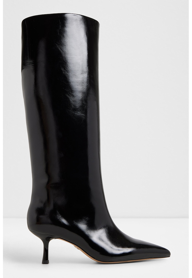 Лачени ботуши до прасеца Selora от еко кожа - Черен Aldo