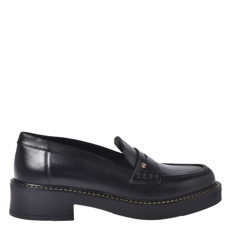 Лачени кожени мокасини с монограм - Черен Baldinini