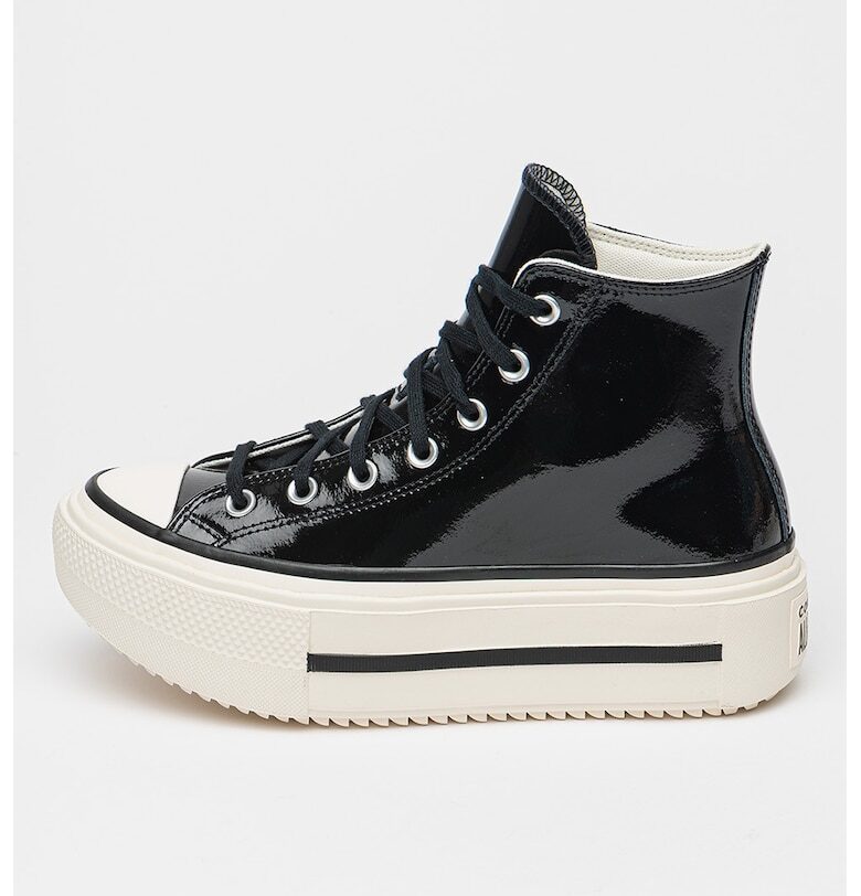 Лачени кожени спортни обувки Chuck Taylor All Star Lift Double Stack - Черен Converse