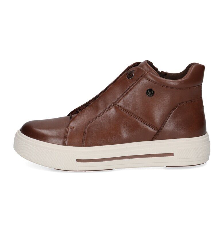 Лачени кожени спортни обувки с равна платформа - Тъмнокафяв Caprice