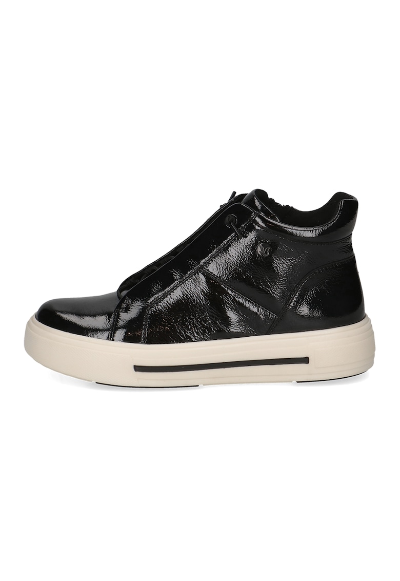 Лачени кожени спортни обувки с равна платформа - Черен Caprice