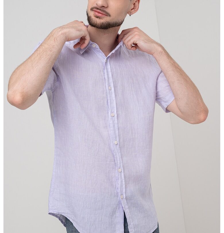 Лелена риза с къси ръкави - Небесносин United Colors of Benetton