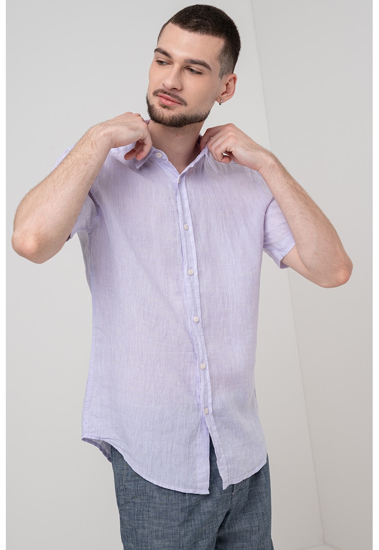 Лелена риза с къси ръкави - Небесносин United Colors of Benetton