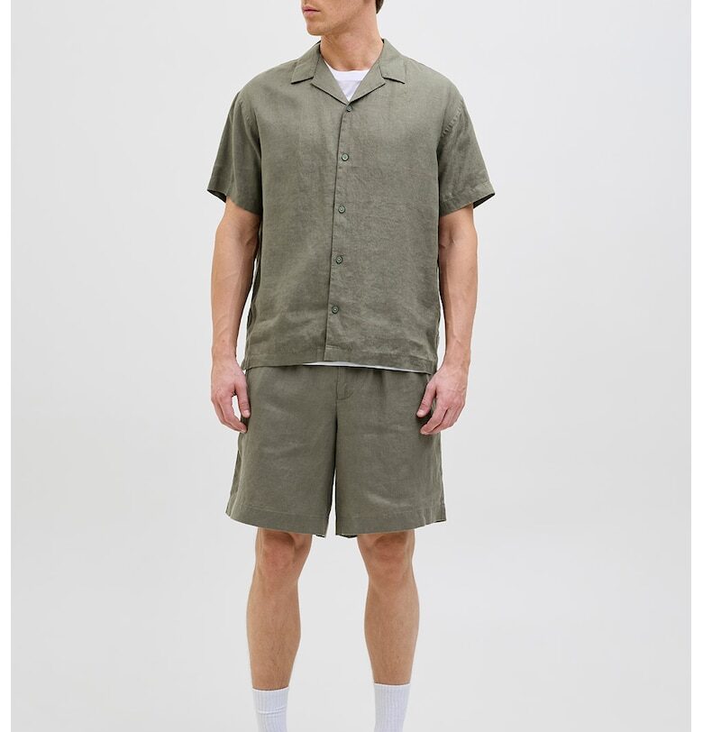 Ленен къс панталон с еластична талия - Папратово зелено Jack  Jones