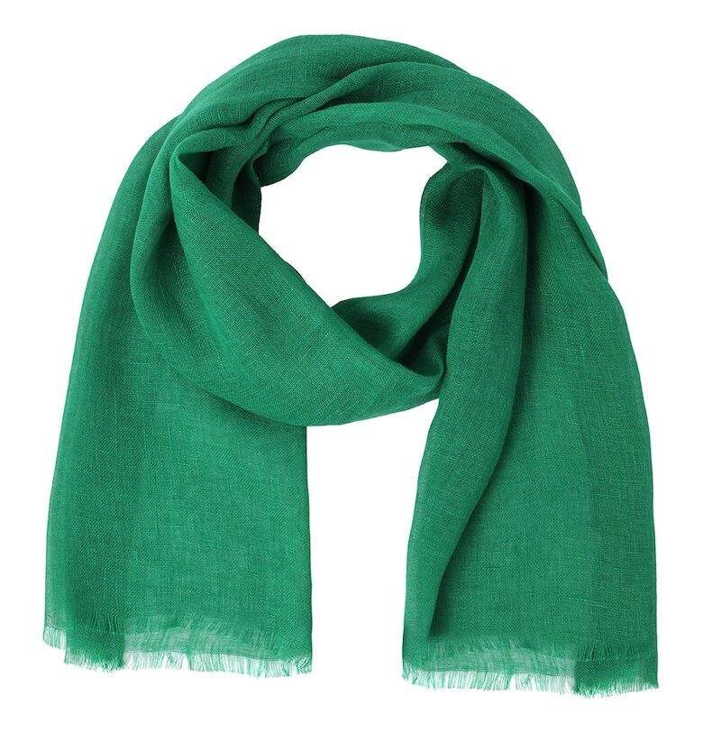 Ленен шал с незавършен подгъв - Зелен Tatuum