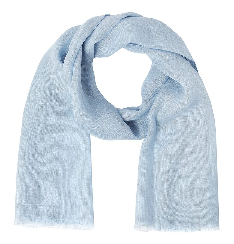 Ленен шал с незавършен подгъв - Пастелносин Tatuum