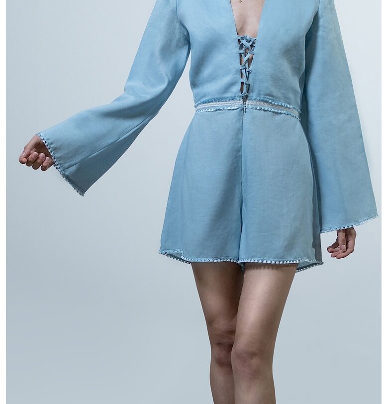 Ленен шпиц гащеризон - Светлосин UVIA