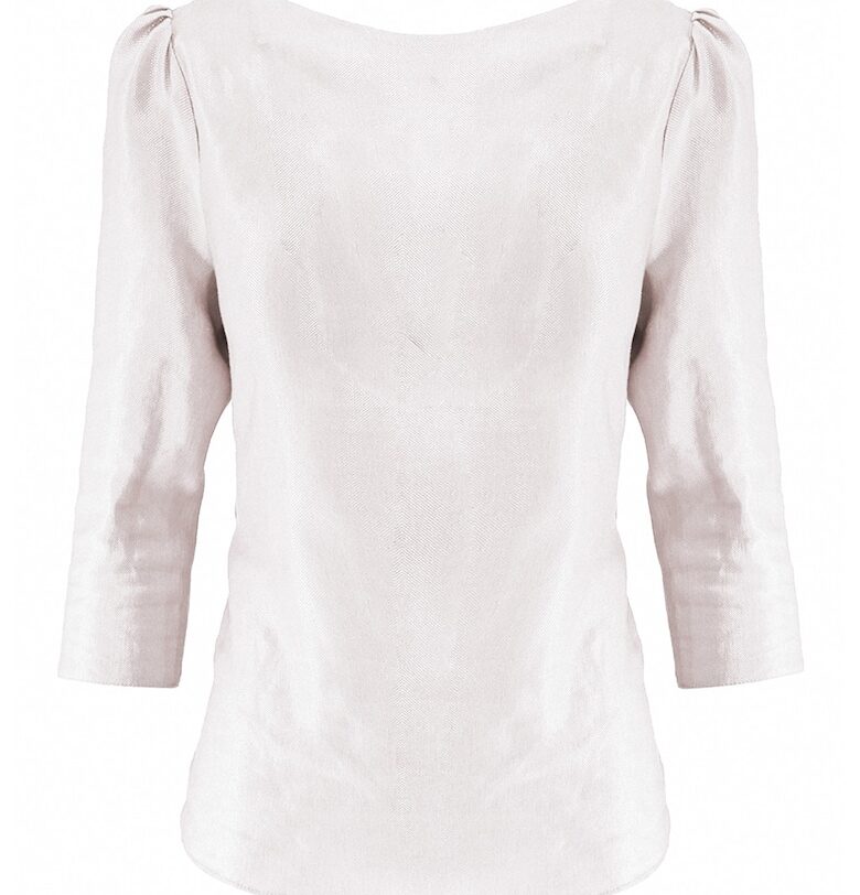 Ленена блуза с панделка отзад - Мръснобял AVENUE No29