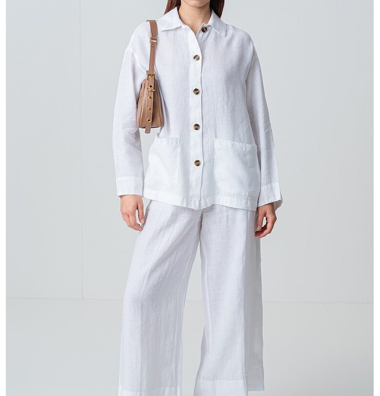 Ленена риза Giga с джобове - Бял MaxCo