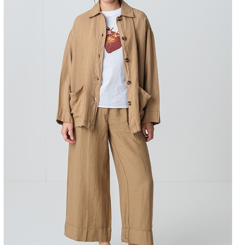 Ленена риза Giga с джобове - Карамел MaxCo