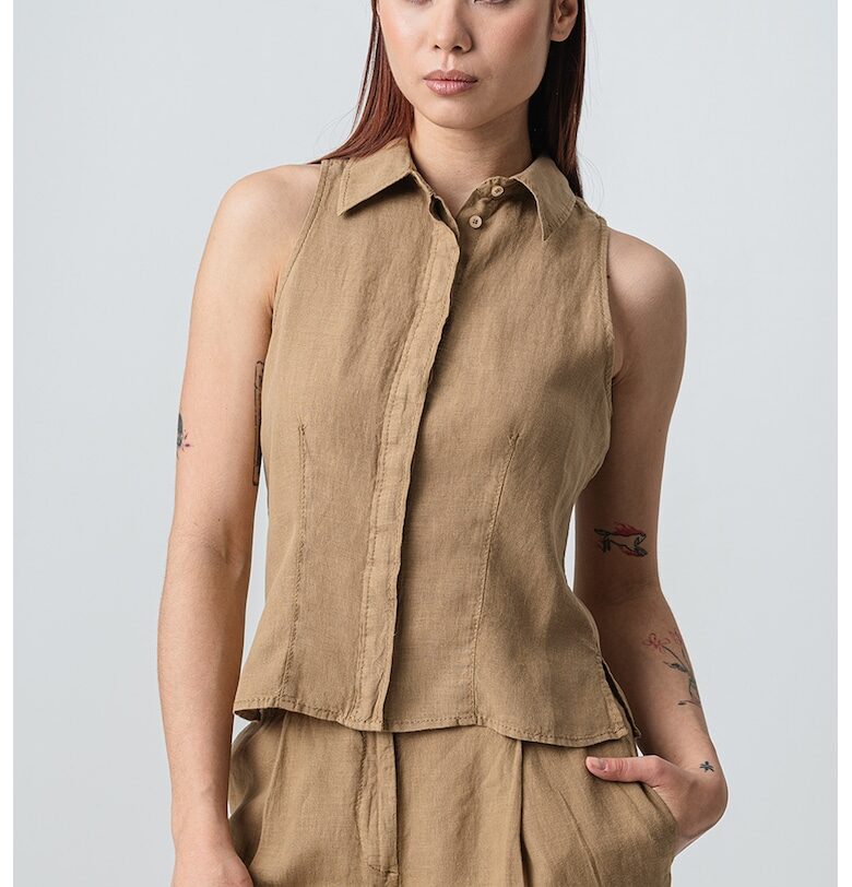 Ленена риза без ръкави - Каки MaxCo