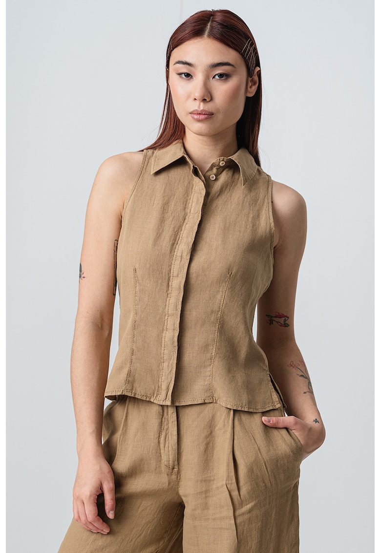 Ленена риза без ръкави - Каки MaxCo