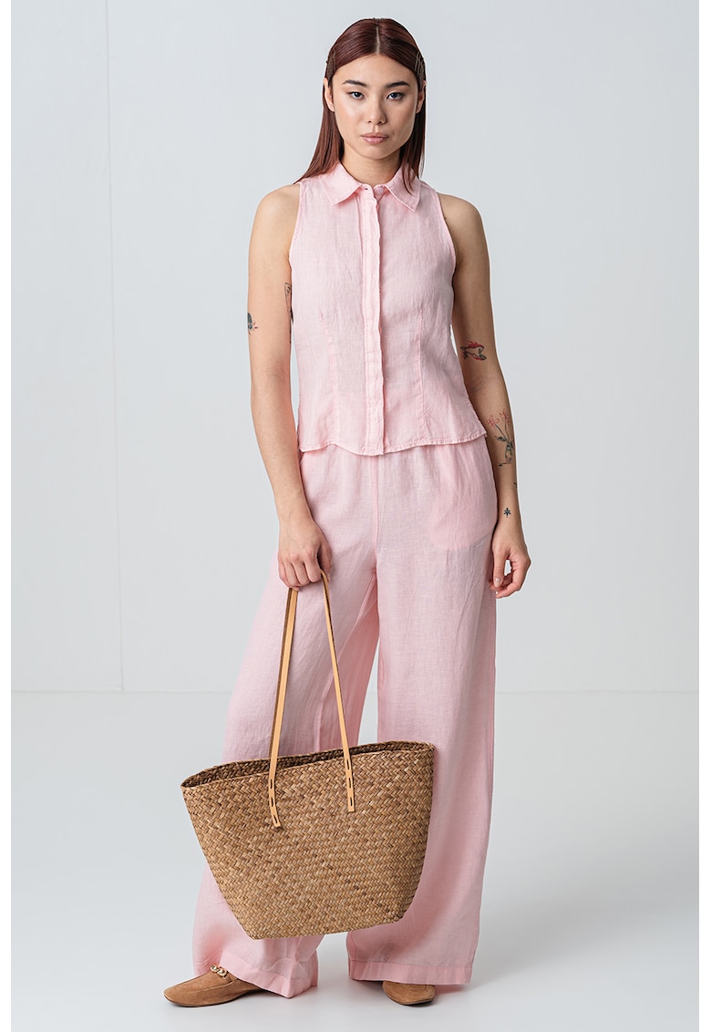 Ленена риза без ръкави - Светлорозов MaxCo