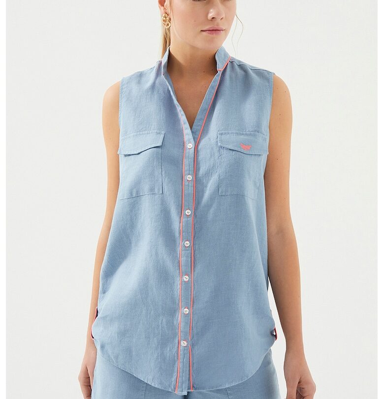 Ленена риза без ръкави - Светлосин Just Like You