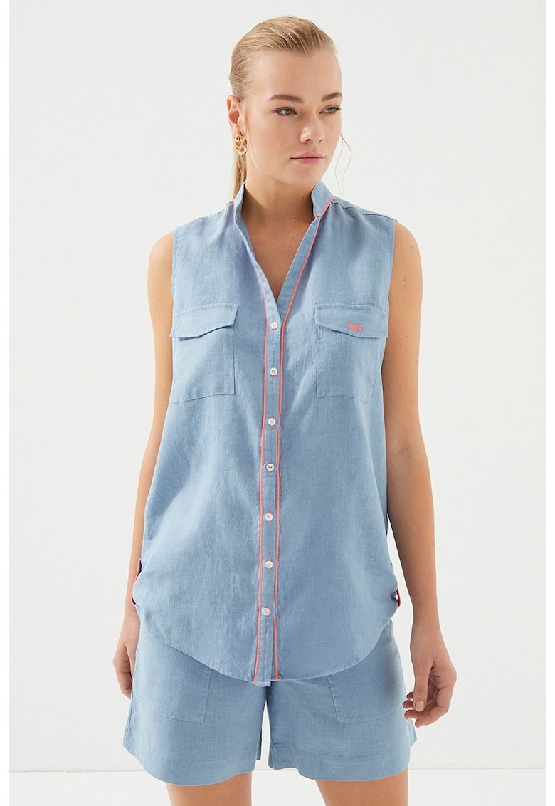 Ленена риза без ръкави - Светлосин Just Like You