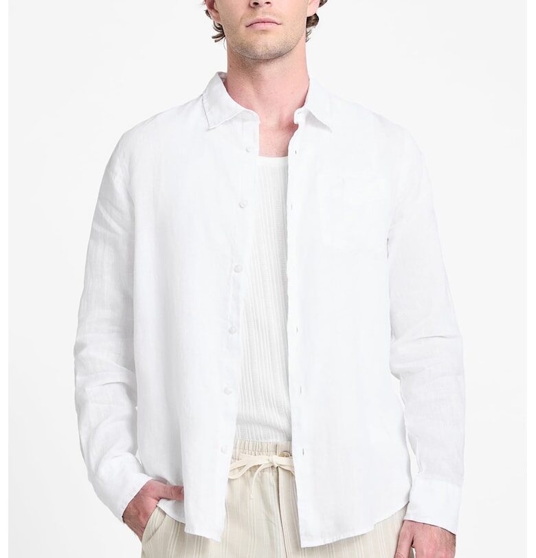 Ленена риза с джоб - Бял GUESS