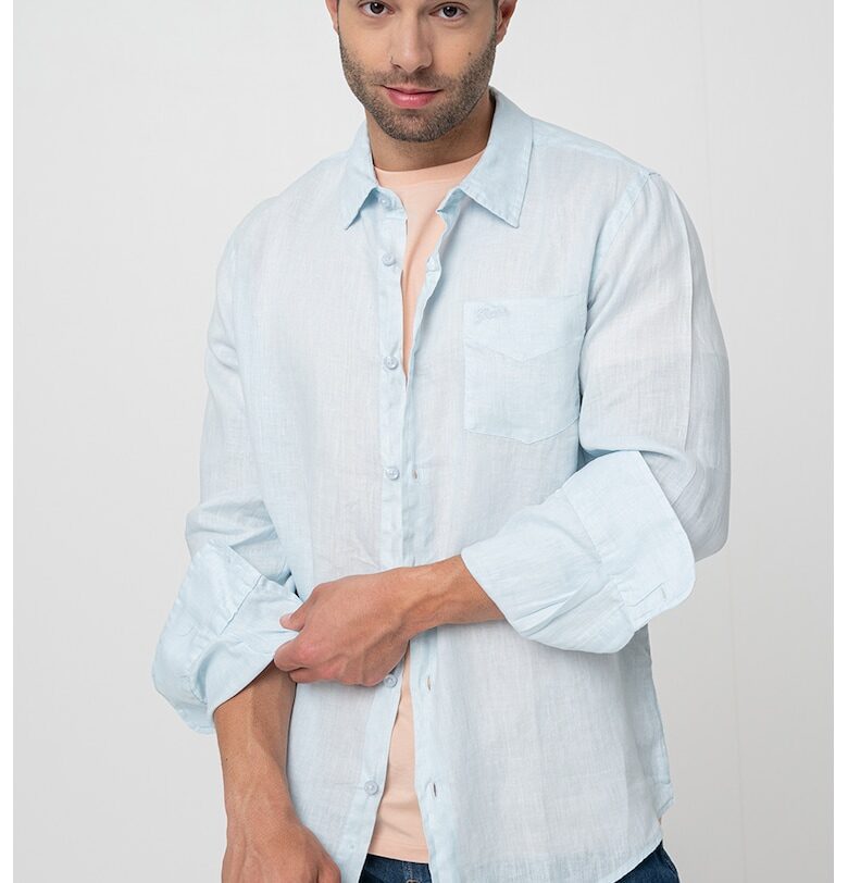 Ленена риза с джоб - Ледено синьо GUESS