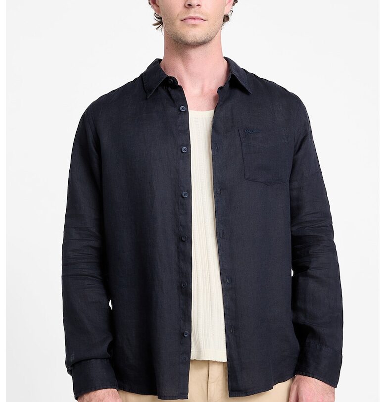 Ленена риза с джоб - Ултрамарин синьо GUESS