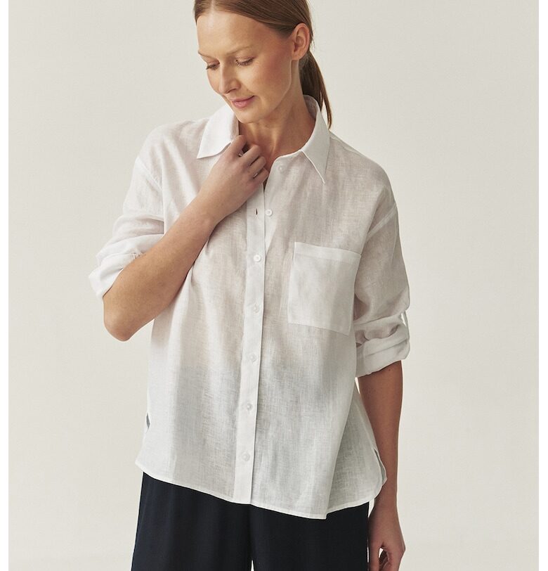 Ленена риза с джоб на гърдите - Бял Tatuum