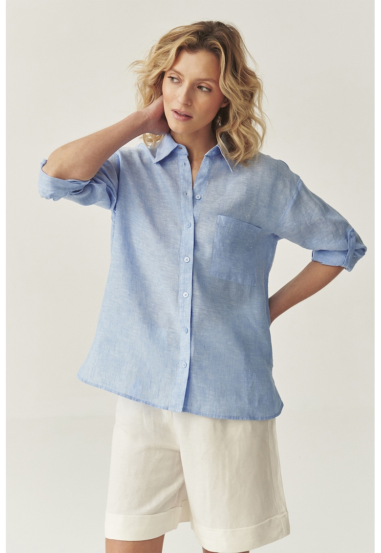 Ленена риза с джоб на гърдите - Пастелносин Tatuum