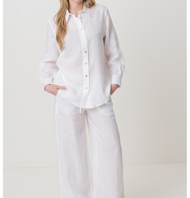 Ленена риза с дълги ръкави - Бял/Прозрачен Marella