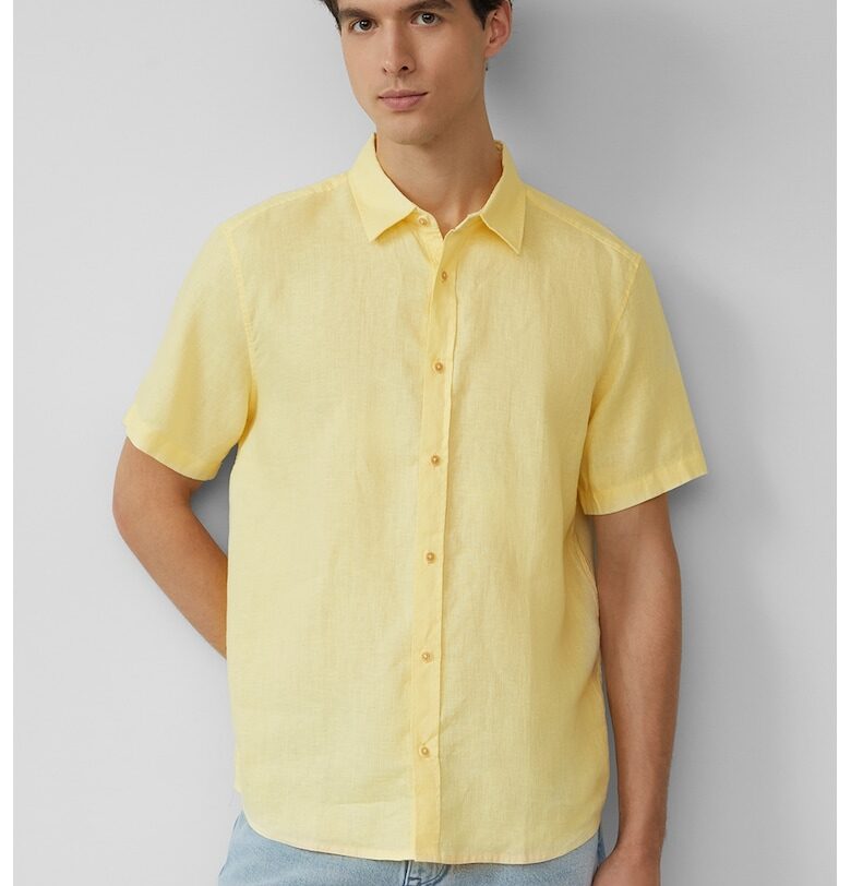 Ленена риза с остра яка - Сламеножълт sOliver