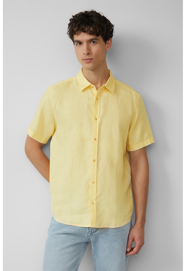 Ленена риза с остра яка - Сламеножълт sOliver