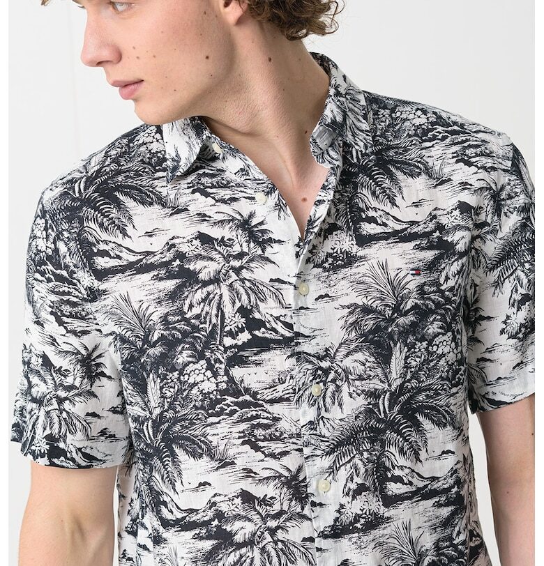 Ленена риза с принт - Мръснобял/Тъмносин Tommy Hilfiger