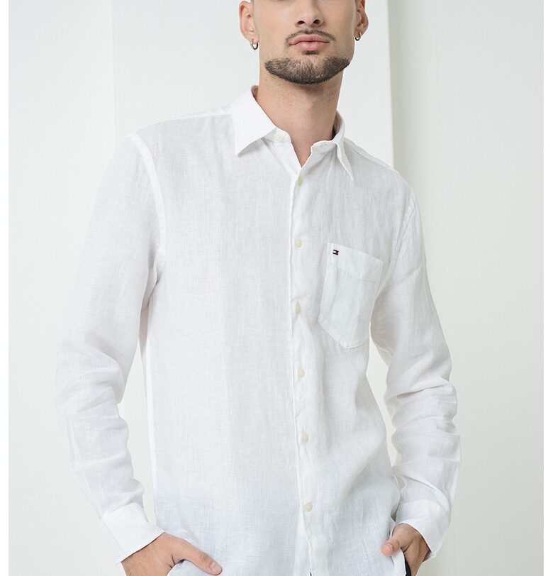 Ленена риза с пришит джоб - Бял Tommy Hilfiger