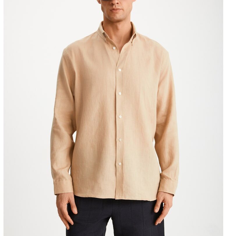 Ленена риза със свободна кройка - Камел GRIMELANGE