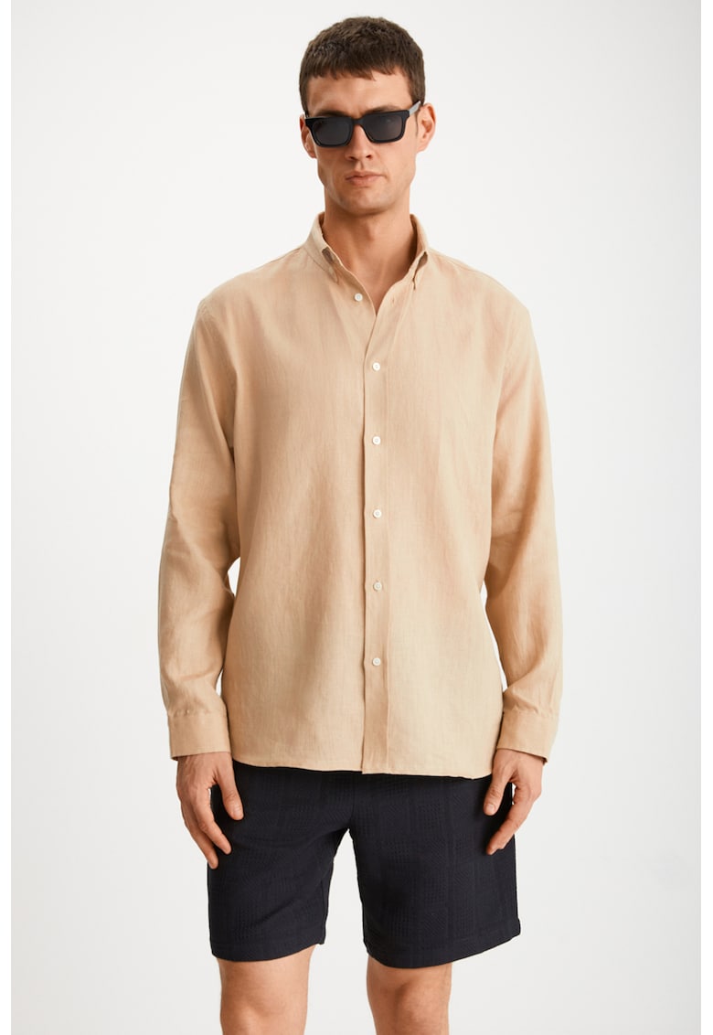 Ленена риза със свободна кройка - Камел GRIMELANGE