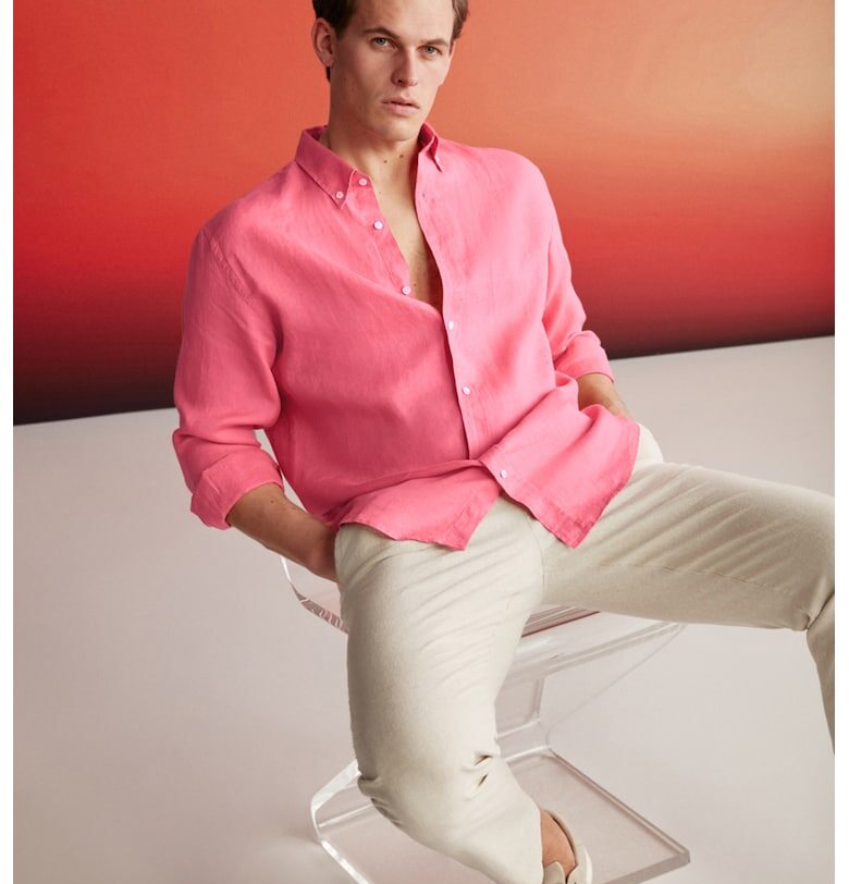 Ленена риза със свободна кройка - Фуксия GRIMELANGE