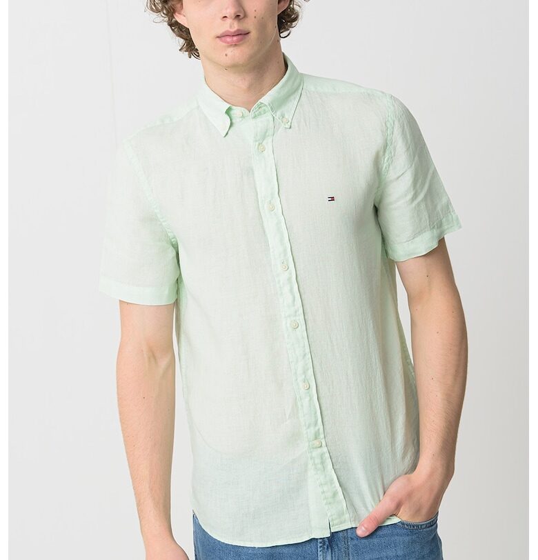 Ленена риза със стандартна кройка - Бледозелен Tommy Hilfiger