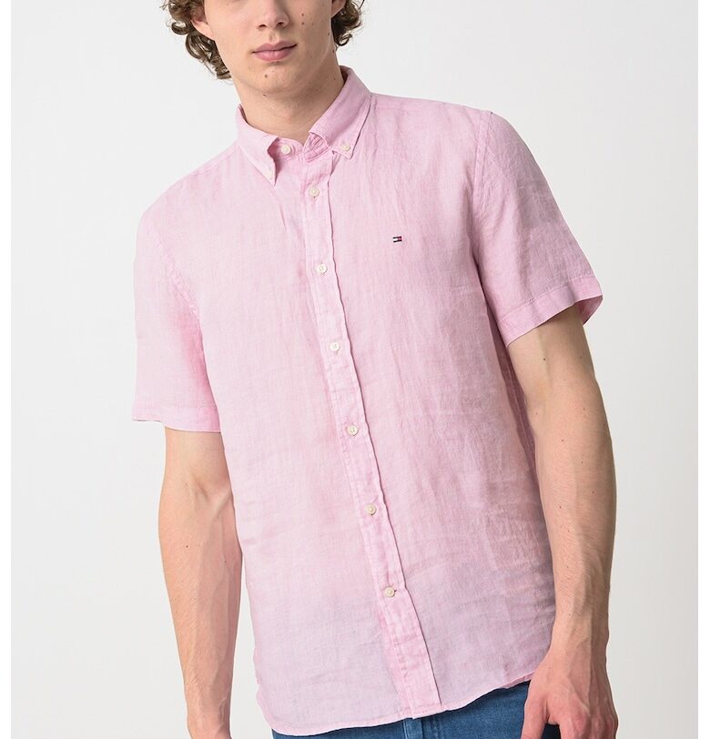 Ленена риза със стандартна кройка - Розово Tommy Hilfiger