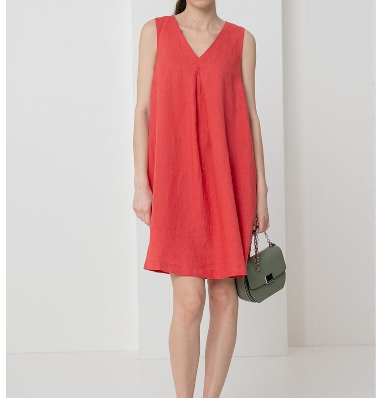 Ленена рокля с джобове встрани - Мандарина United Colors of Benetton